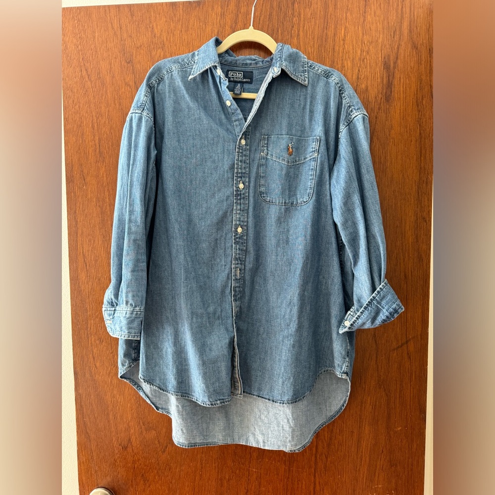 Polo Ralph Lauren Oversized Embroidered Denim Button-Down Net-A-Porter